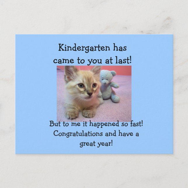 Carte Postale félicitations à Kindergartner. (Devant)