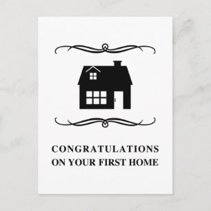 Carte Postale félicitations à votre première maison : mod home