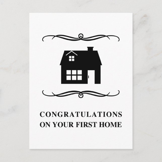 Carte Postale félicitations à votre première maison : mod home (Devant)