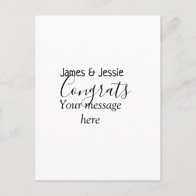 Carte Postale Félicitations ajout nom message mariage jeune coup (Devant)