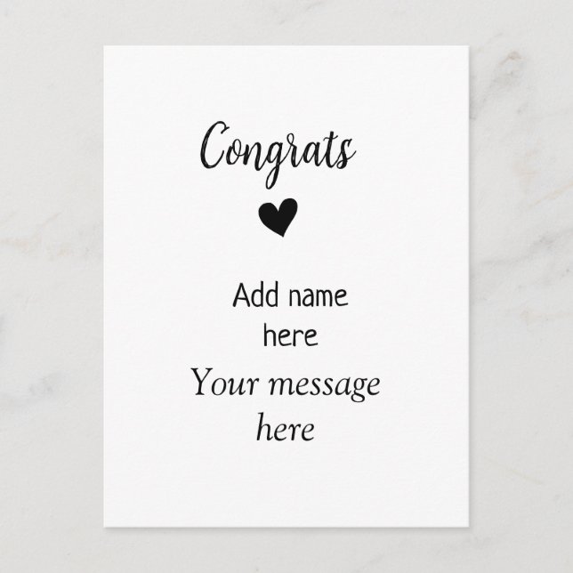 Carte Postale Félicitations ajoutez un message de nom de diplômé (Devant)