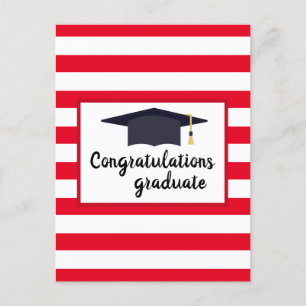 Carte Postale Félicitations Bac de Graduation Avec Bandes Rouge