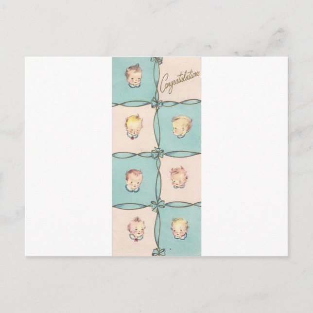 Carte Postale Félicitations Bébé Vintage (Devant)