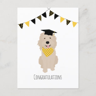 Carte Postale Félicitations Casquette de graduation Doodle Dog