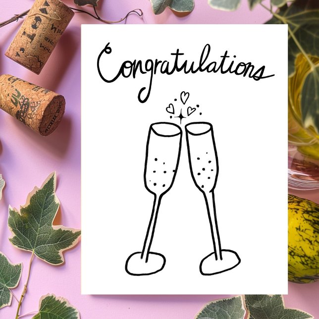 Carte Postale Félicitations Champagne Cheers Sketch Doodle (Congratulations Champagne Cheers Sketch Doodle Wedding Engagement Anniversary Postcard
)