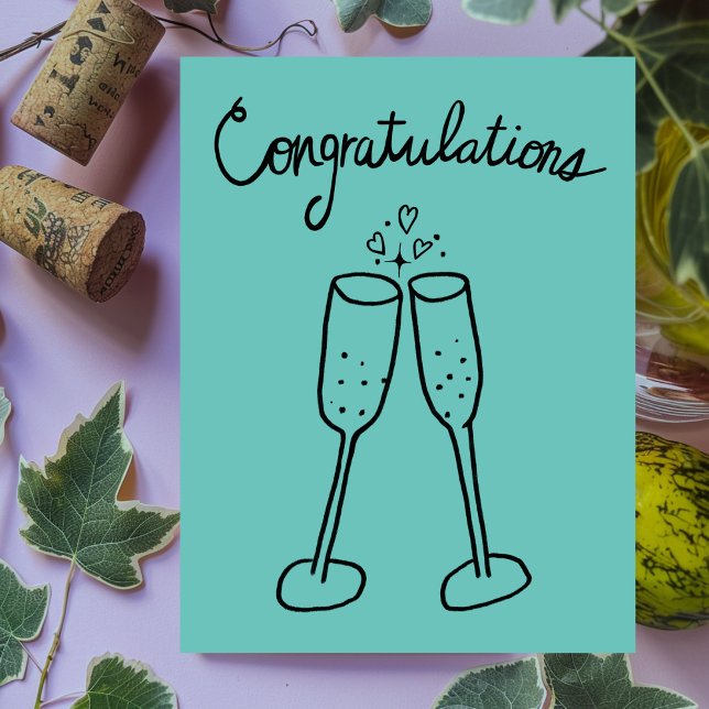Carte Postale Félicitations Champagne Cheers Sketch Doodle (Congratulations Champagne Cheers Sketch Doodle Custom Wedding Engagement Cute Postcard
)