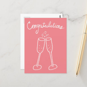 Carte Postale Félicitations Champagne Cheers Sketch Doodle