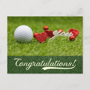Carte Postale Félicitations de golf avec amour cœur rouge sur ve
