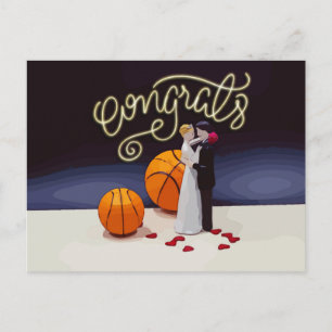 Carte Postale Félicitations de mariage de basketball 