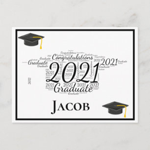 Carte Postale Félicitations Diplômé 2021 Word Art
