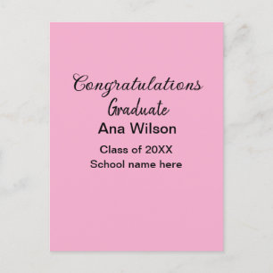 Carte Postale félicitations diplômé ajouter nom classe année éco