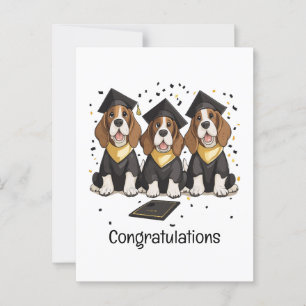 Carte Postale Félicitations Diplômé Chiens Basset Hound