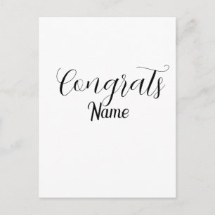 Carte Postale Félicitations diplômé nom simple minimal année pro