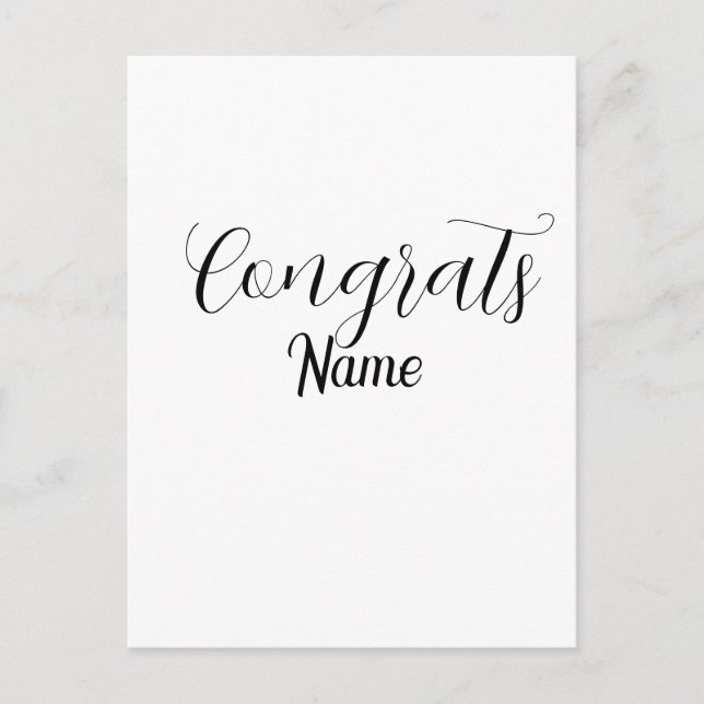 Carte Postale Félicitations diplômé nom simple minimal année pro (Devant)
