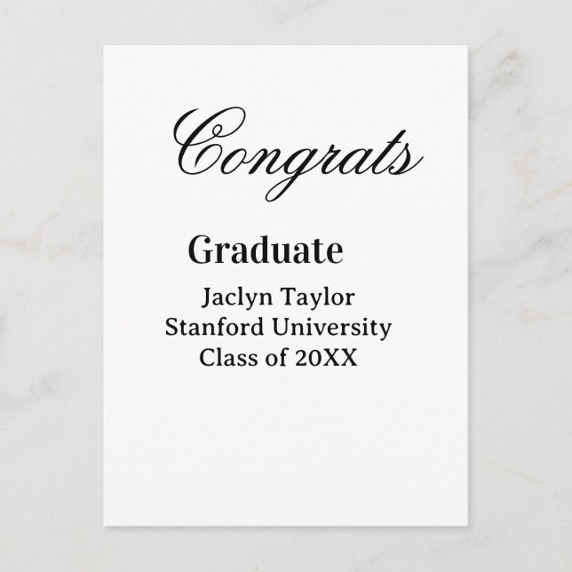 Carte Postale Félicitations diplôme nom université nom promotion (Devant)
