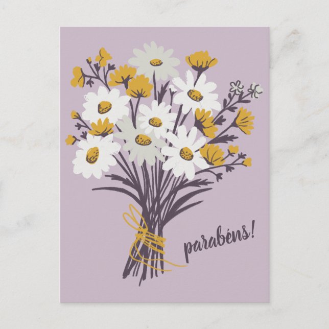 Carte Postale Félicitations Fleurs de Daisy Personnalisées (Devant)