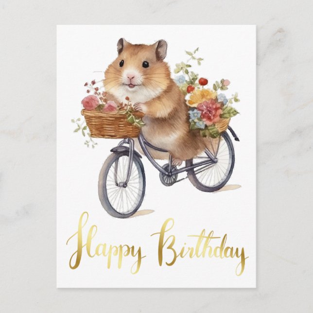Carte Postale Félicitations Fleurs de Hamster mignonnes Personna (Devant)
