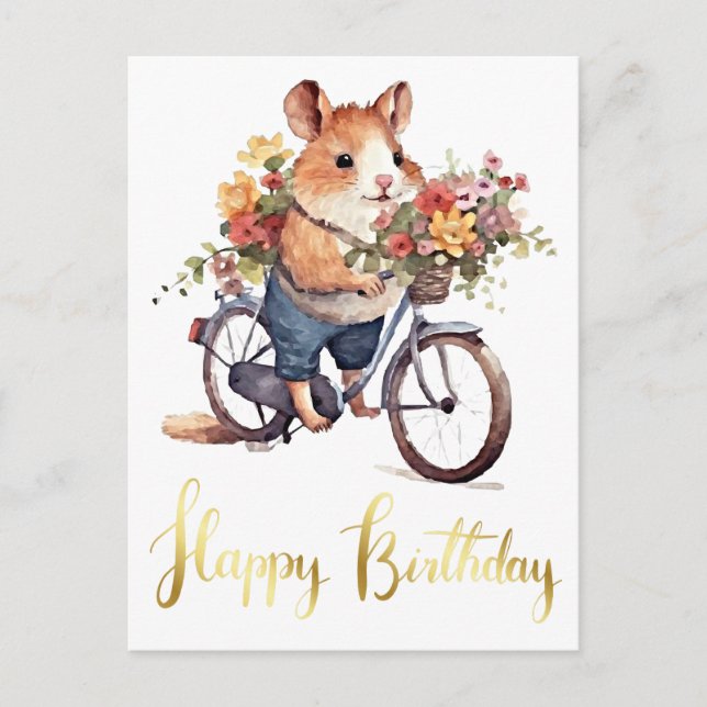 Carte Postale Félicitations Fleurs de Hamster mignonnes Personna (Devant)