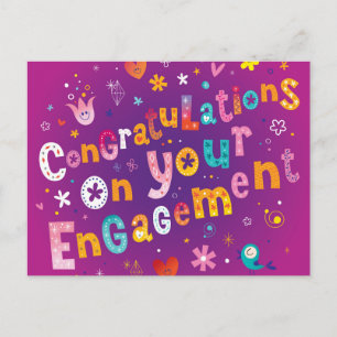 Carte Postale Félicitations funky pour vos fiançailles