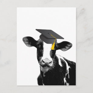 Carte Postale Félicitations Graduation Funny Cow en Casquette