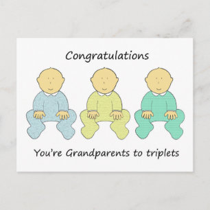 Carte Postale Félicitations grands-parents à Triplets