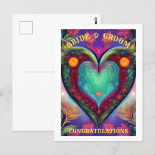 CARTE POSTALE FÉLICITATIONS MARIE ET MARIÉ  