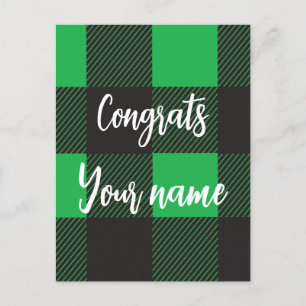 Carte Postale Félicitations motif carreaux verts