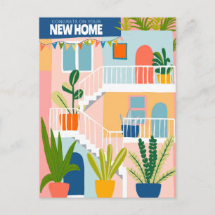 Carte Postale FÉLICITATIONS Nouveau Accueil Mignons Appartement 