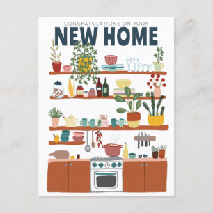Carte Postale FÉLICITATIONS NOUVEAU DÉMÉNAGEMENT Maison Cuisine 