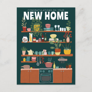 Carte Postale FÉLICITATIONS NOUVEAU DÉMÉNAGEMENT Maison Cuisine 