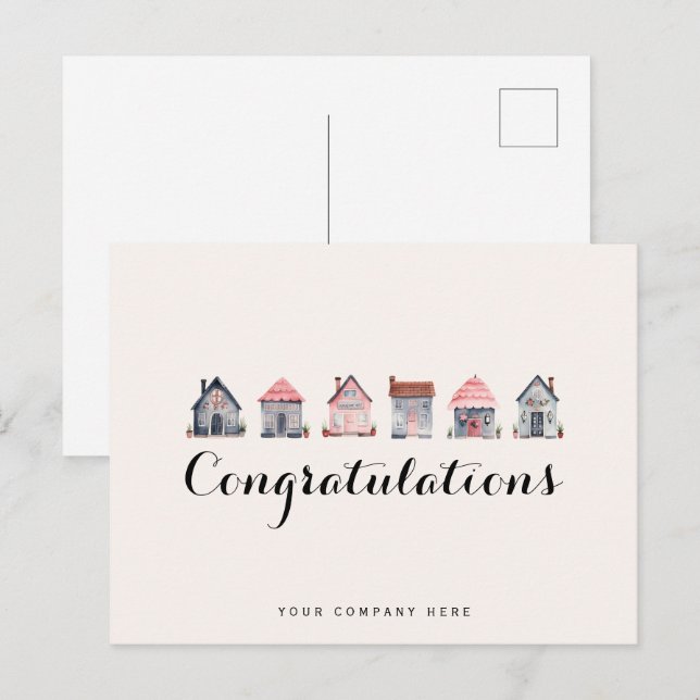 Carte Postale Félicitations Nouvel Propriétaire Immobilier (Devant / Derrière)