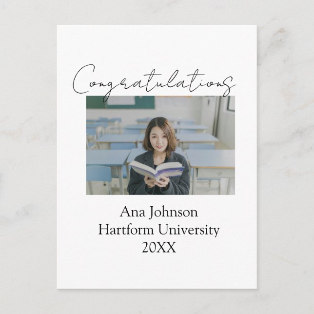 Carte Postale Félicitations photo diplômé nom université année (Devant)