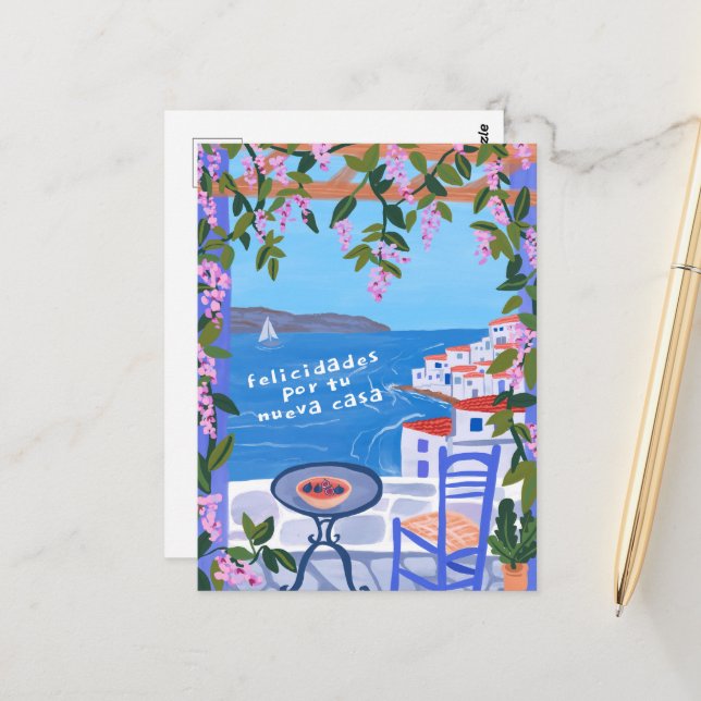 Carte Postale Félicitations pour la nouvelle maison Sea Views Ar (Devant/Arrière en situation)