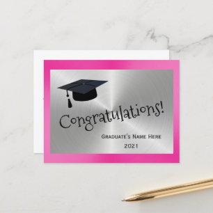 Carte Postale Félicitations pour la remise des diplômes Rose Élé