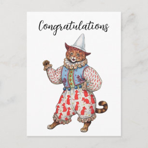 Carte Postale Félicitations pour le chat costumé de théâtre Harl