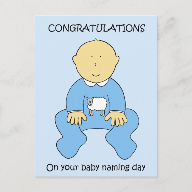 Carte Postale Félicitations pour le Jour du Nom du Garçon Bébé. (Devant)
