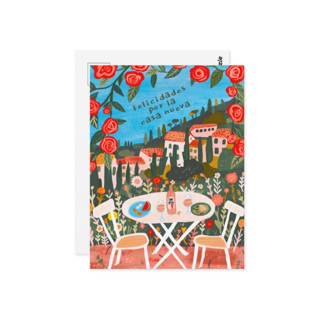 Carte Postale Félicitations pour nouvelle maison Vues de la camp (Devant/Arrière en situation)