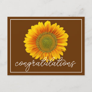 Carte Postale Félicitations pour Tournesol Moderne Orange et Jau