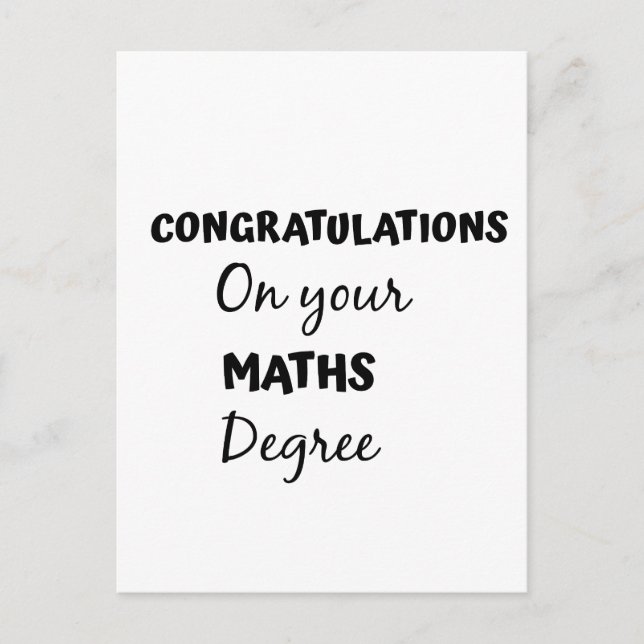 Carte Postale félicitations pour votre diplôme de maths (Devant)