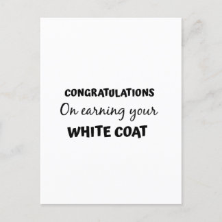 Carte Postale félicitations pour votre remise de la blouse blanc