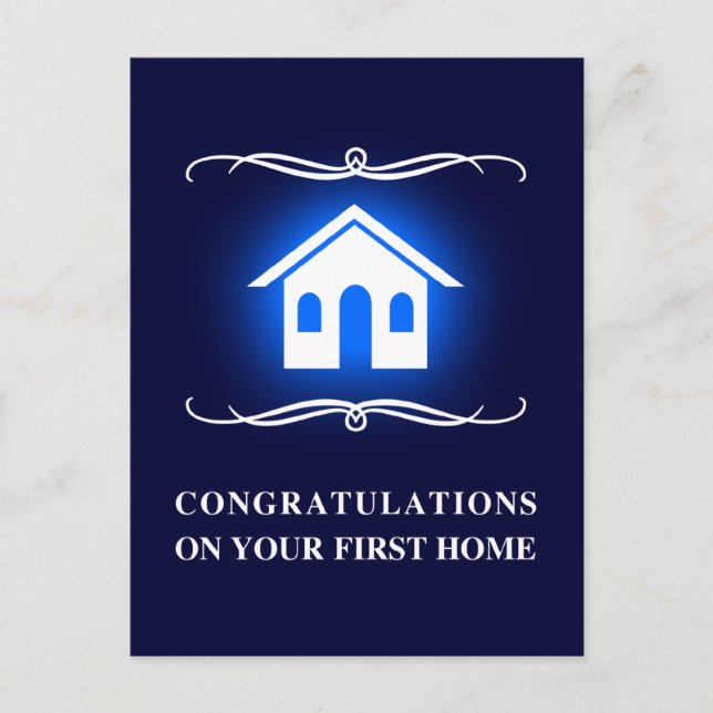 Carte Postale félicitations sur votre premier à la maison : (Devant)