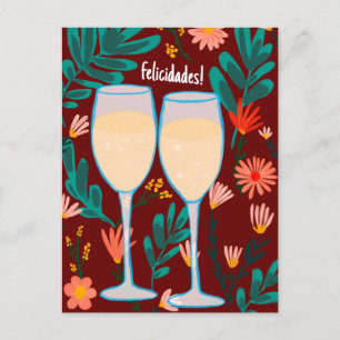Carte Postale Félicitations Vin pétillant Champagne Floral À vot