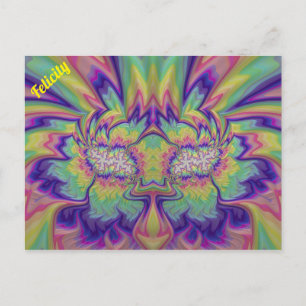 Carte Postale FÉLICITÉ ~ Motif de conception fractale 3D ~ Multi