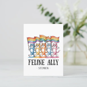 Carte Postale Feline Ally - Rainbow Cat LGBTQ Pride