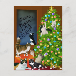 Carte postale Feline Family Christmas