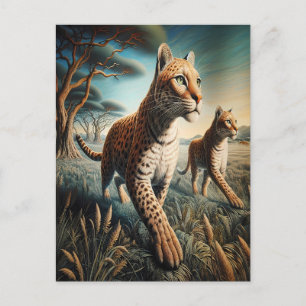 Carte Postale Feline Harmony en Fleur sauvage