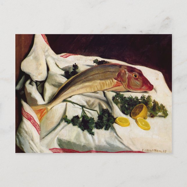 Carte Postale Felix Vallotton - Un Gurnard avec serviette (Devant)