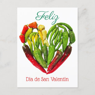 Carte Postale Feliz Dia De San Valentin Chili Peppers Heart