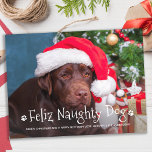 Carte Postale Feliz Naughty Dog Funny Personnalisé Animaux de co<br><div class="desc">Feliz Naughty Dog ! Envoyez des salutations de vacances mignonnes et amusantes avec cette carte de vacances photo personnalisée super mignonne. Joyeux voeux de Noël du chien avec de mignons empreintes de pattes dans un design photo moderne amusant. Ajoutez la photo de votre chien ou la photo de votre famille...</div>