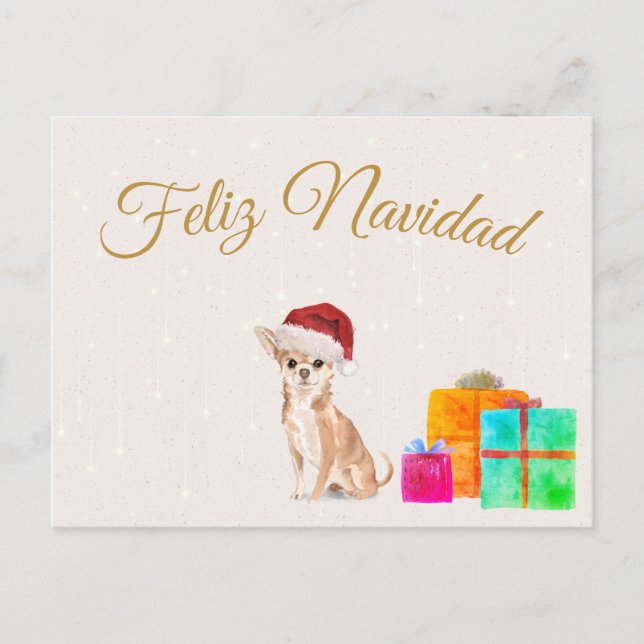 Carte Postale Feliz Navidad Christmas Chihuahua Chig Merry Brigh (Devant)